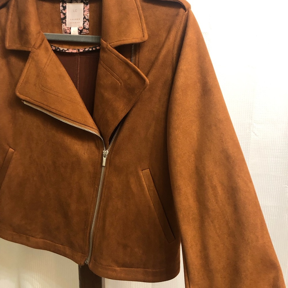LC Lauren Conrad Brown Moto Jacket and Nine West Blouse. - Picture 5 of 11